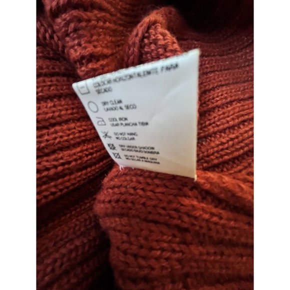 Alpaka Studio 100% Baby Alpaca Chunky Cable Terracotta Turtleneck Sweater M - Picture 6 of 6